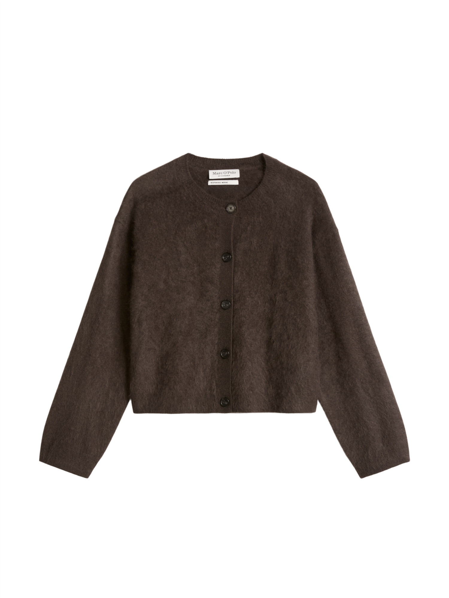 Cardigan, Round-neck, Burnt Coffee