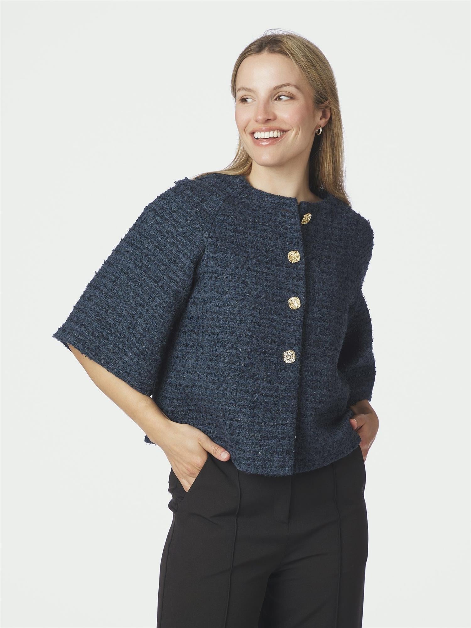Rosella Boucle Mini Jacket, Navy