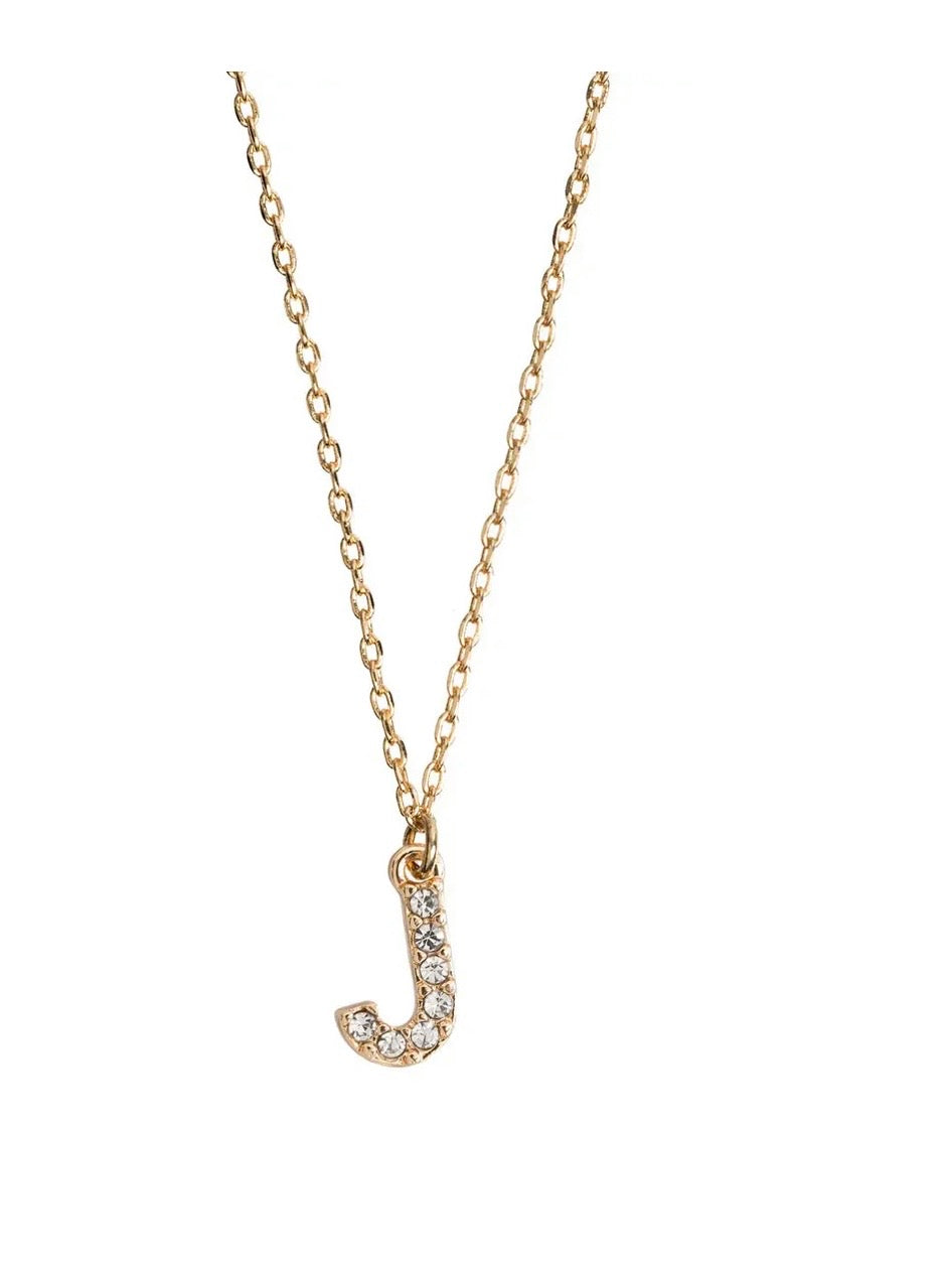 Juno - Crystal Letter Necklace Stainless Steel - J