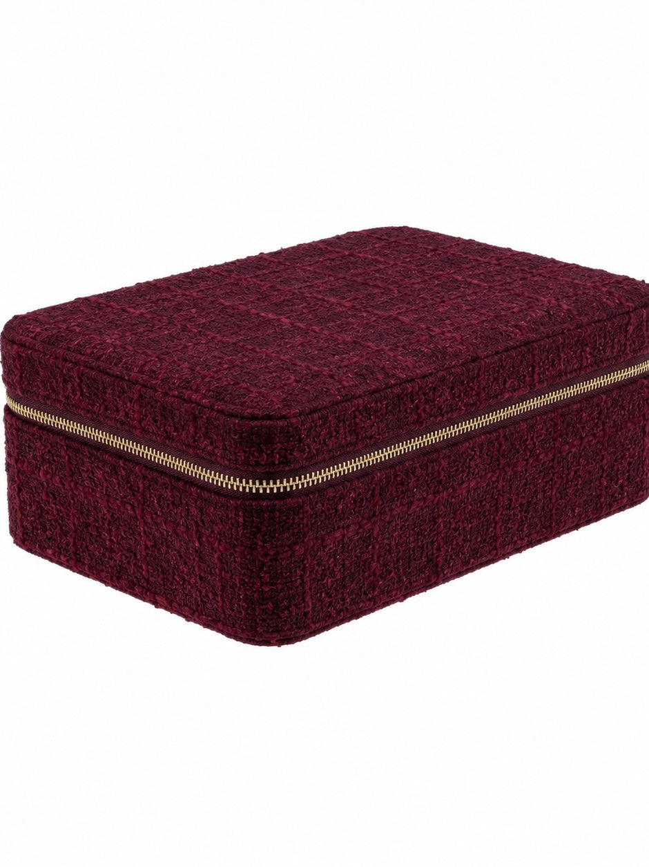Tweed Jewellery Box, Burgunder