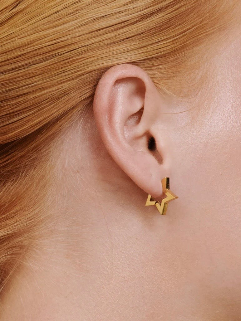 Vilda - Star Hoop Earrings Stainless Steel - Gold