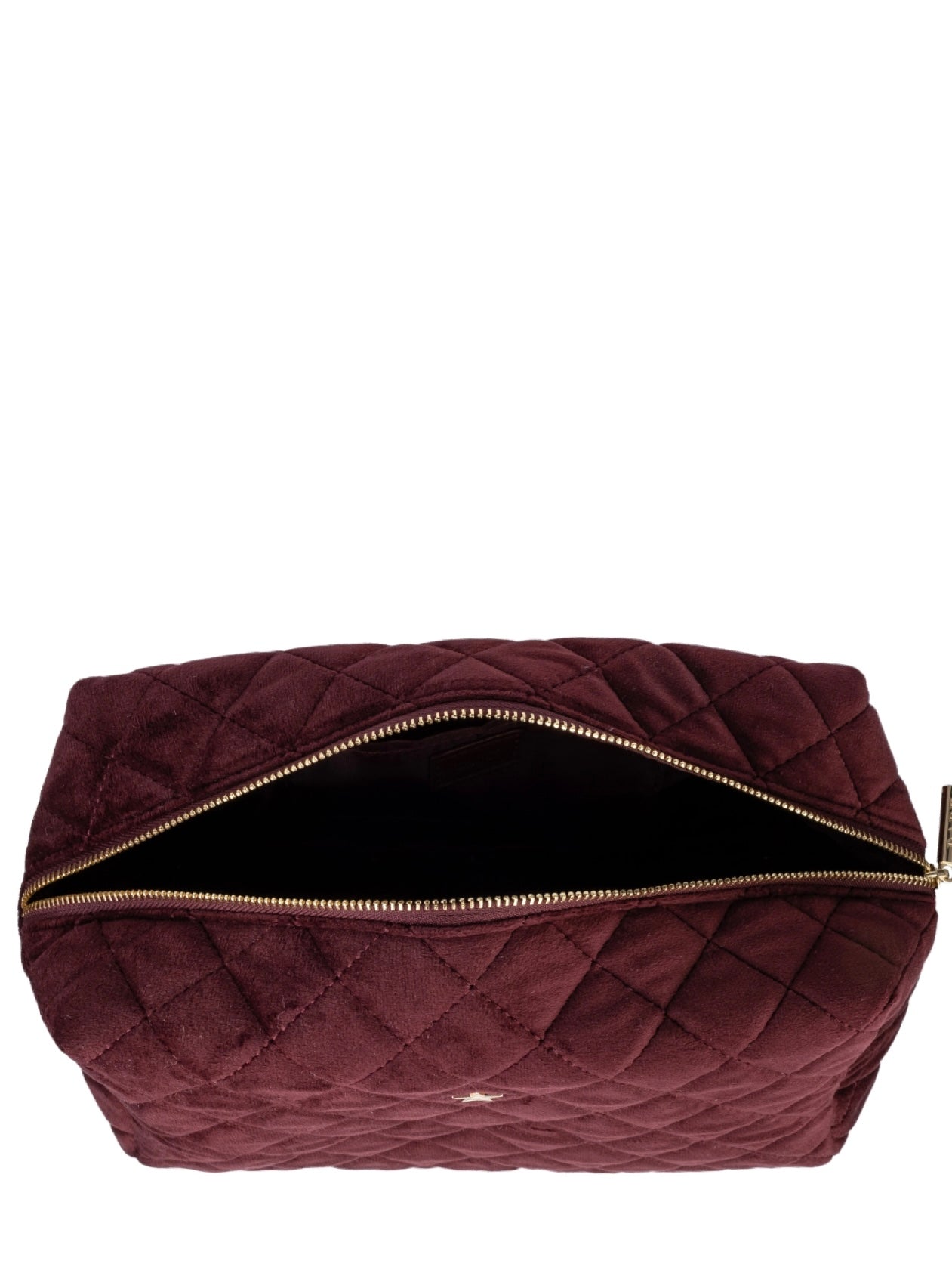Velvet Square Quilted Make-Up Pouch Large, Maroon