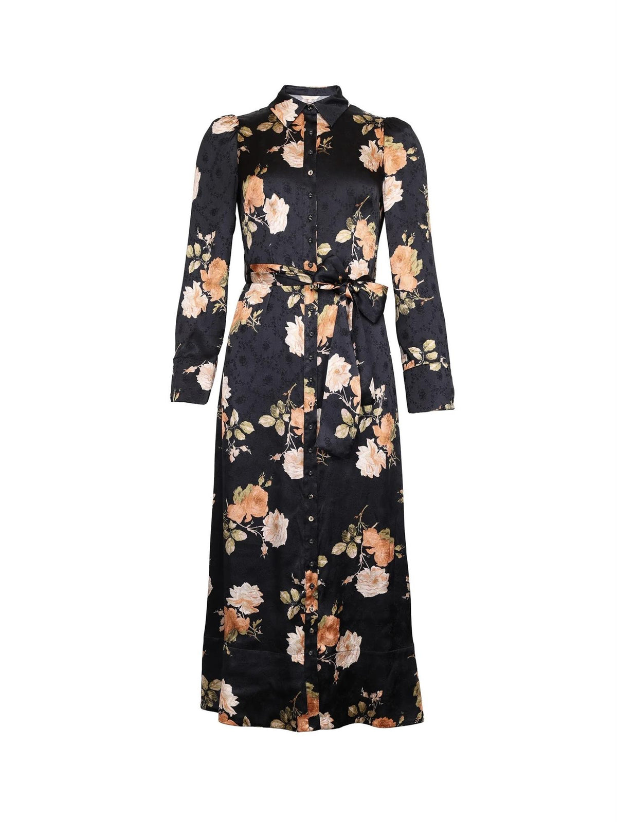 Jacquard Tieband Dress, Midnight Roses