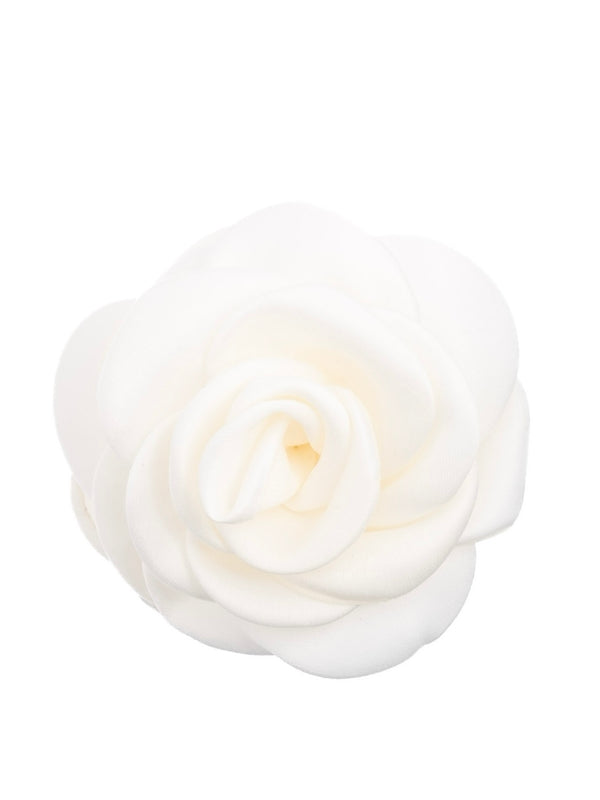 Satin Rose Hair Claw, Off-White