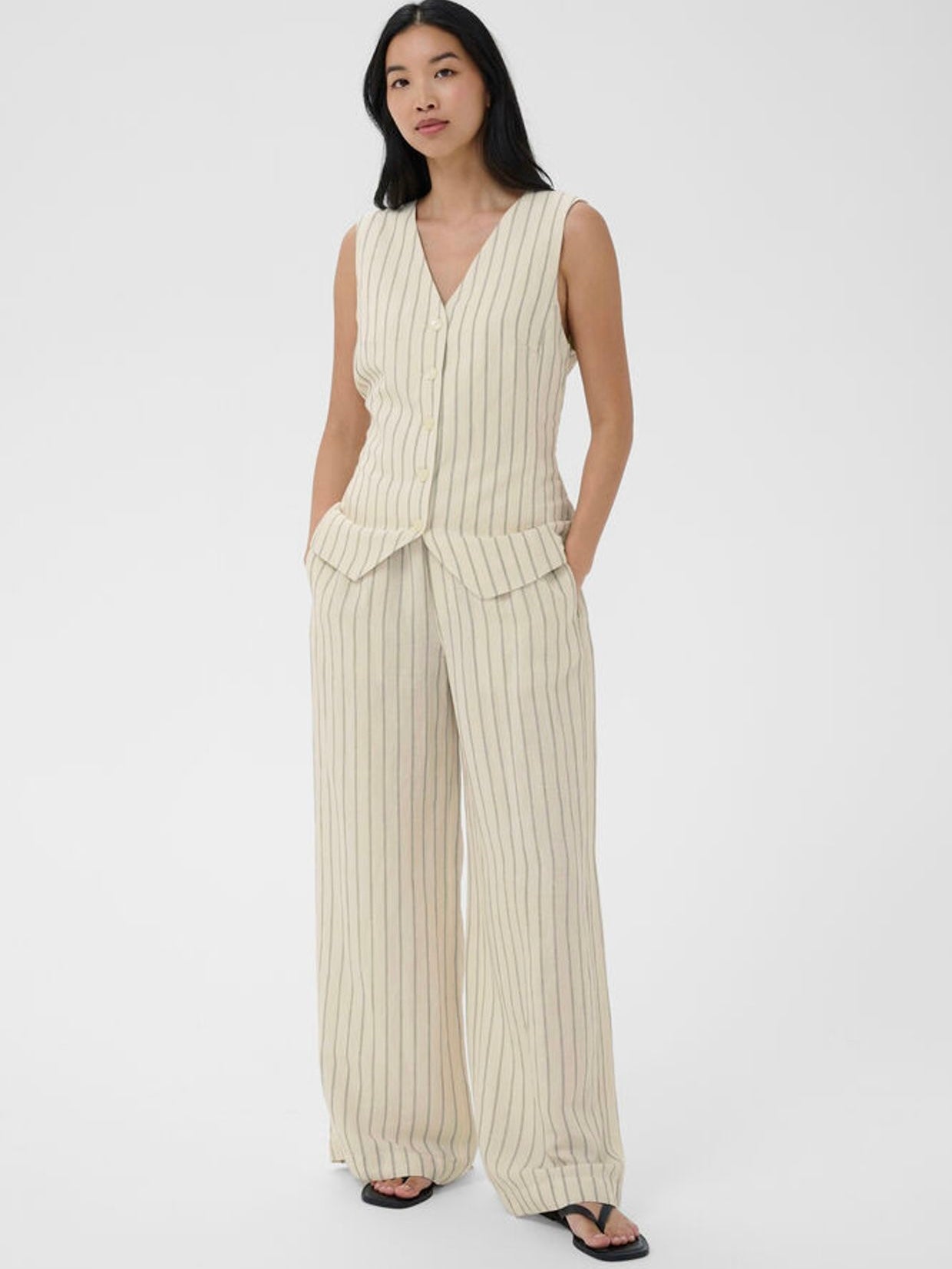 Binta PW Waistcoat, Black Stripe