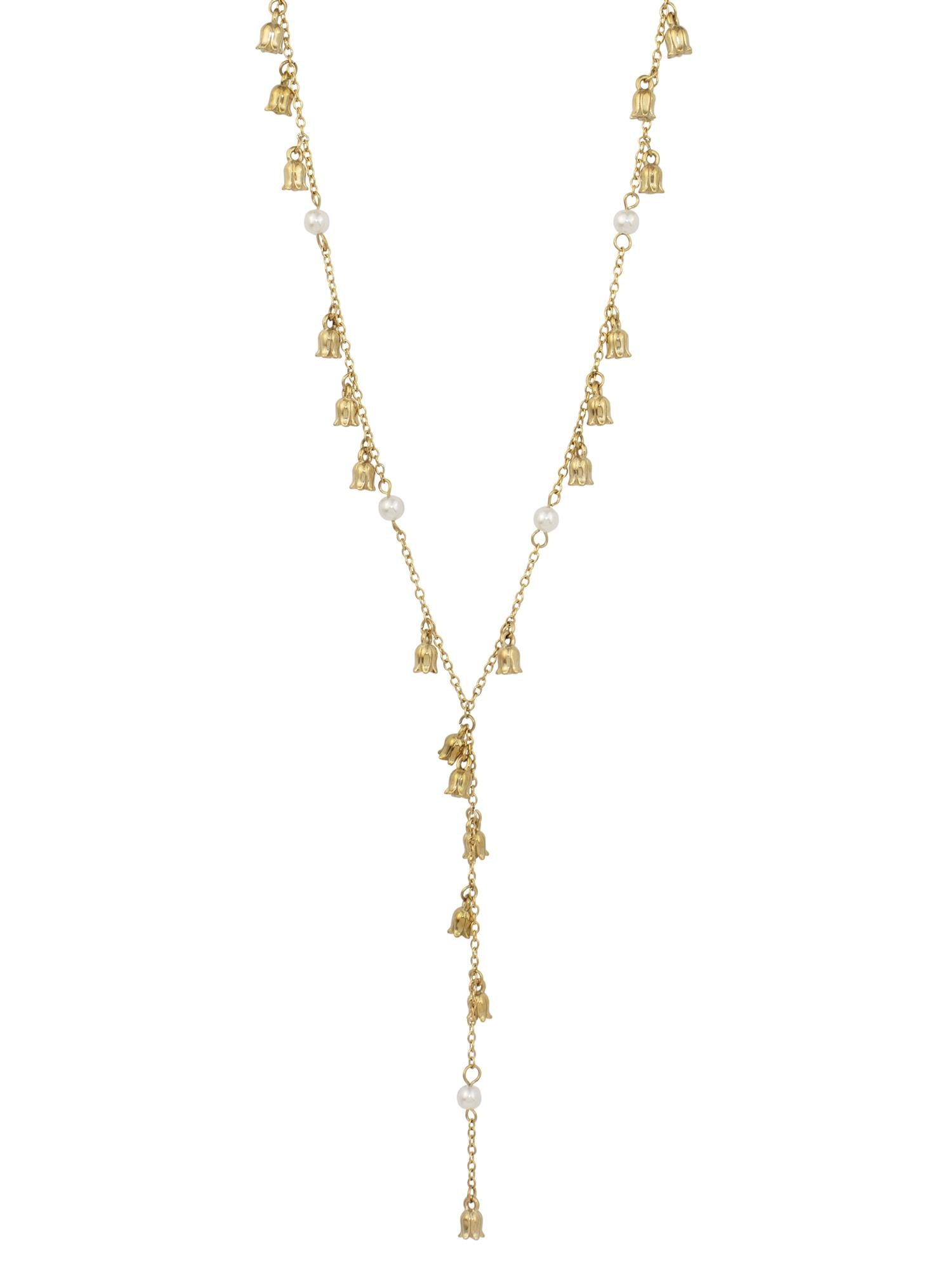 Lily Flower Necklace W/Pearls