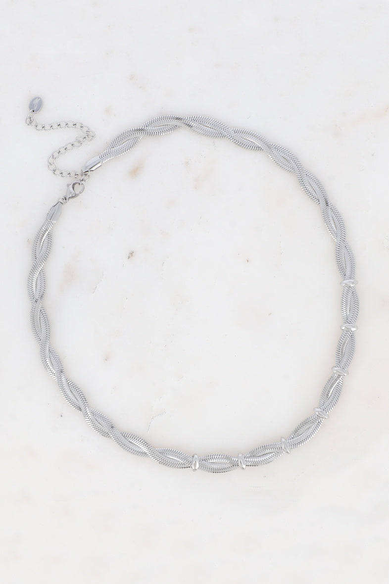 Necklace, Mirror mesh, Silver