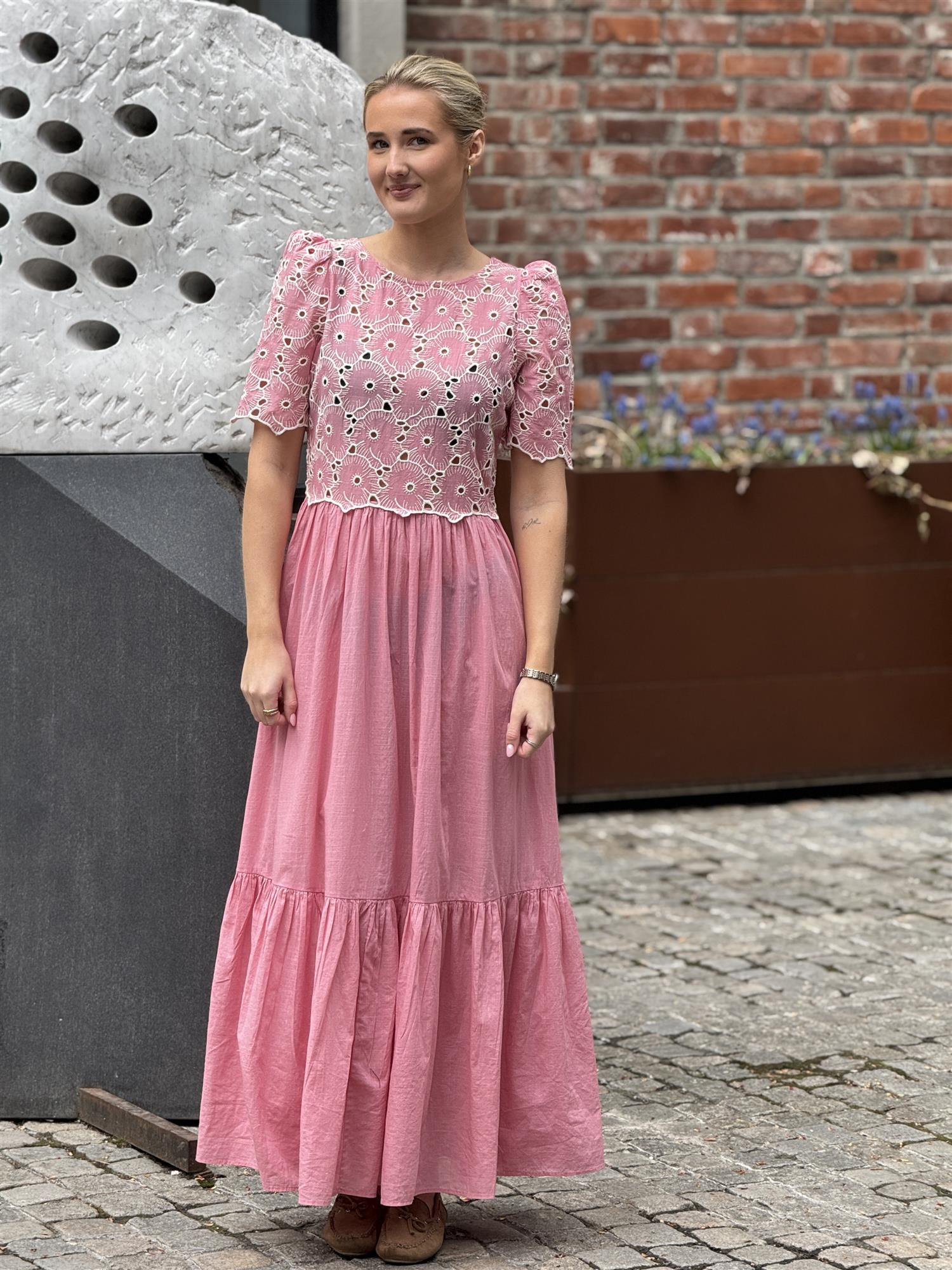 Broderie Anglaise Maxi Dress, Pink