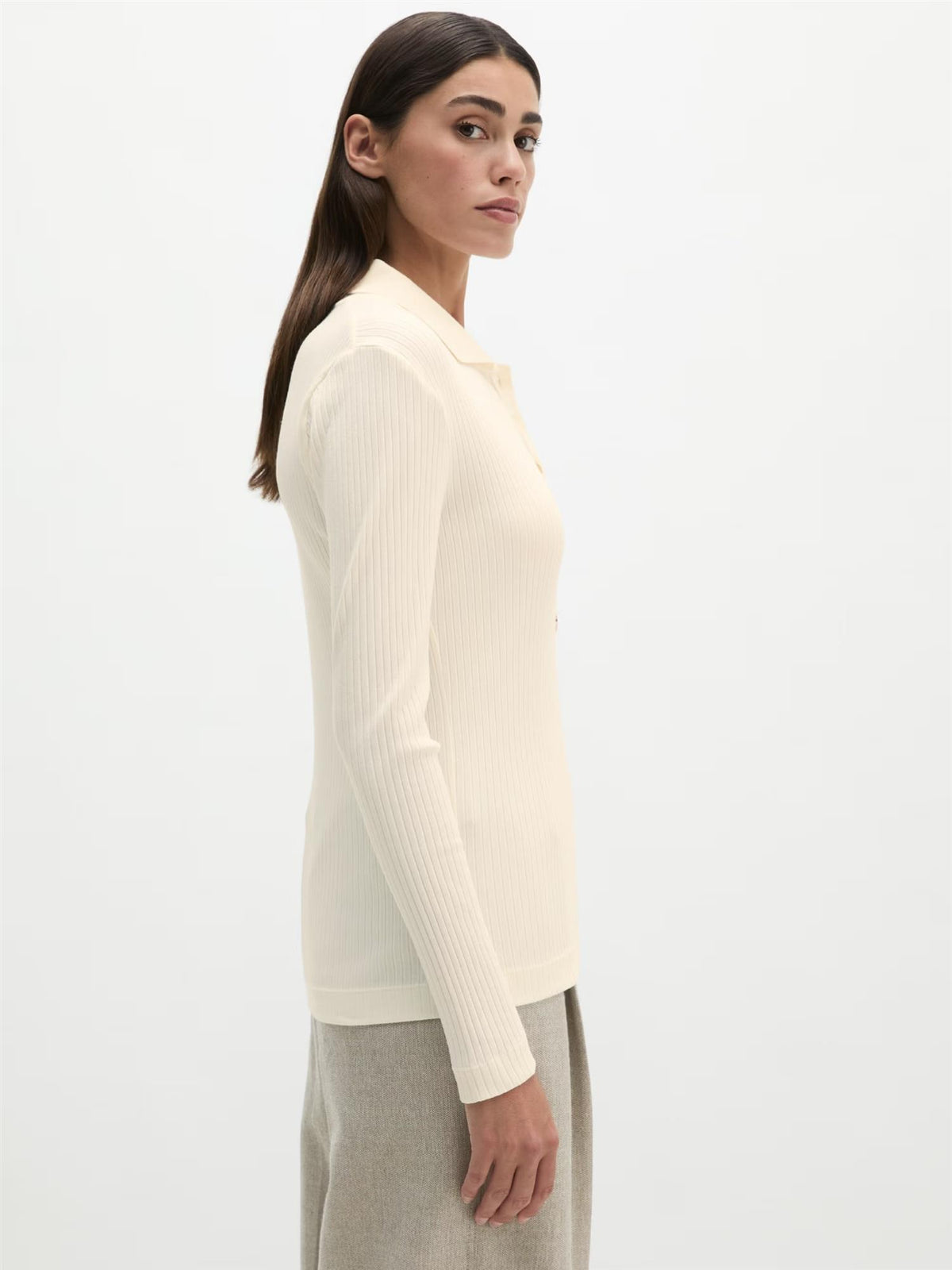 Jersey Poloshirt Longsleeve, White