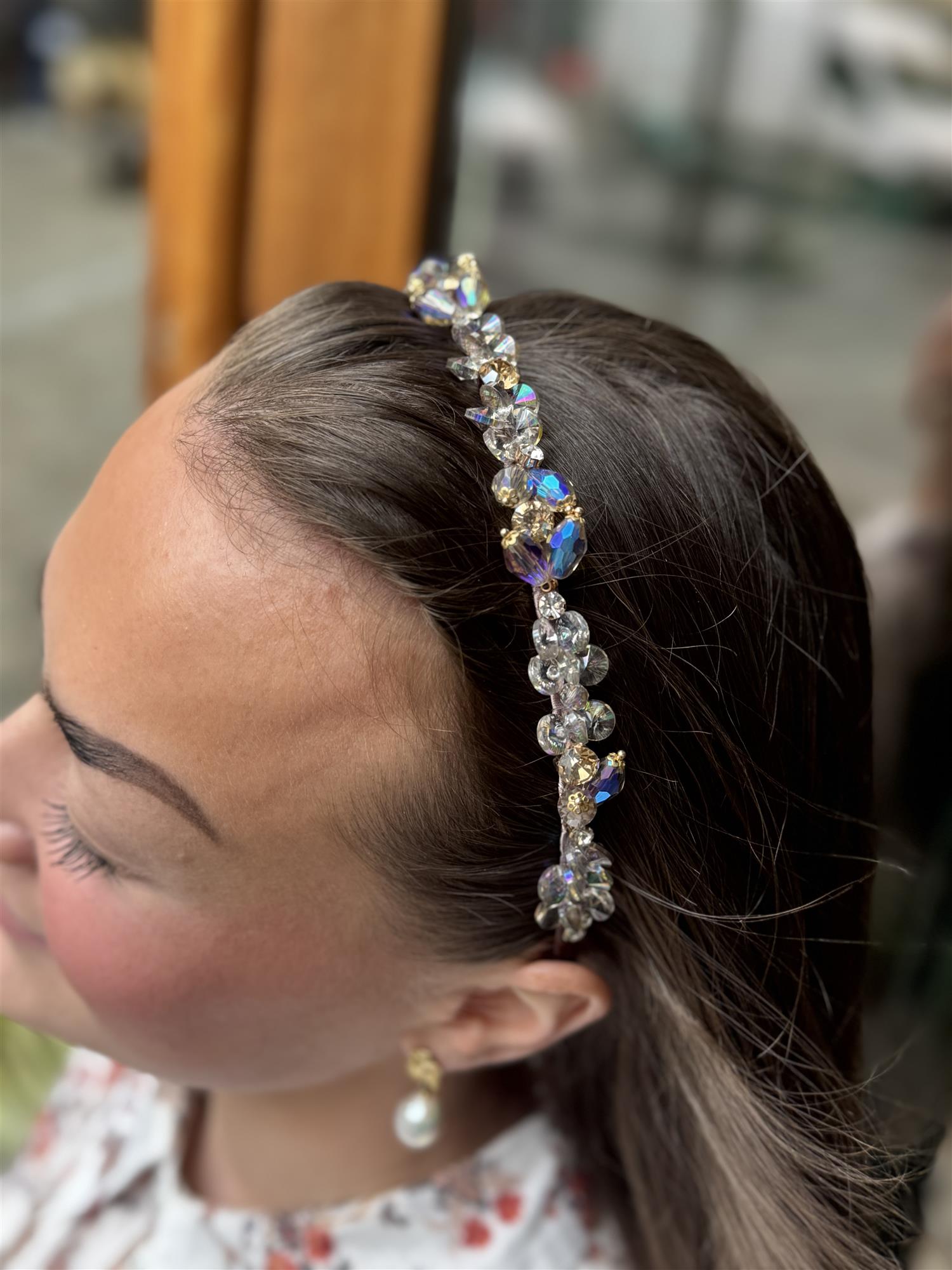 Crystal Hair Band, Taupe