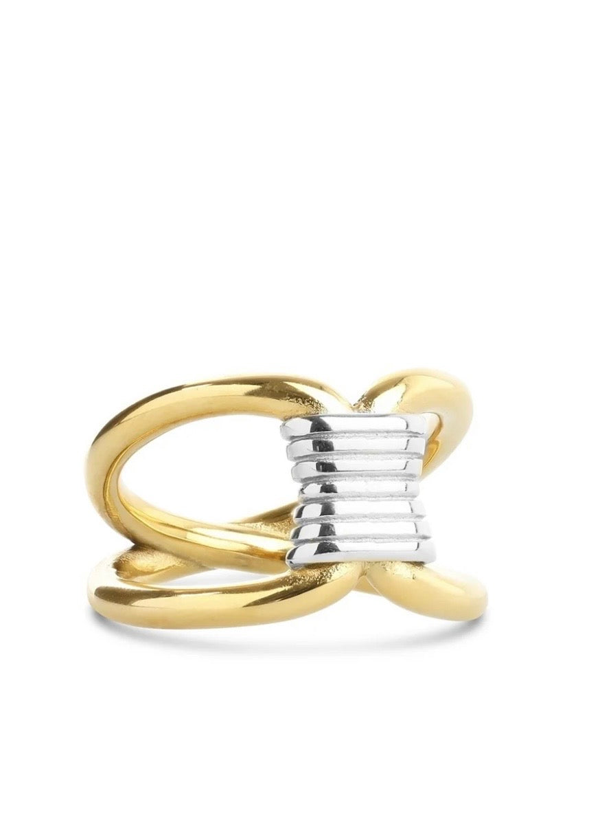 Enya - Mixed Metal Ring Stainless Steel - Gold and Silver