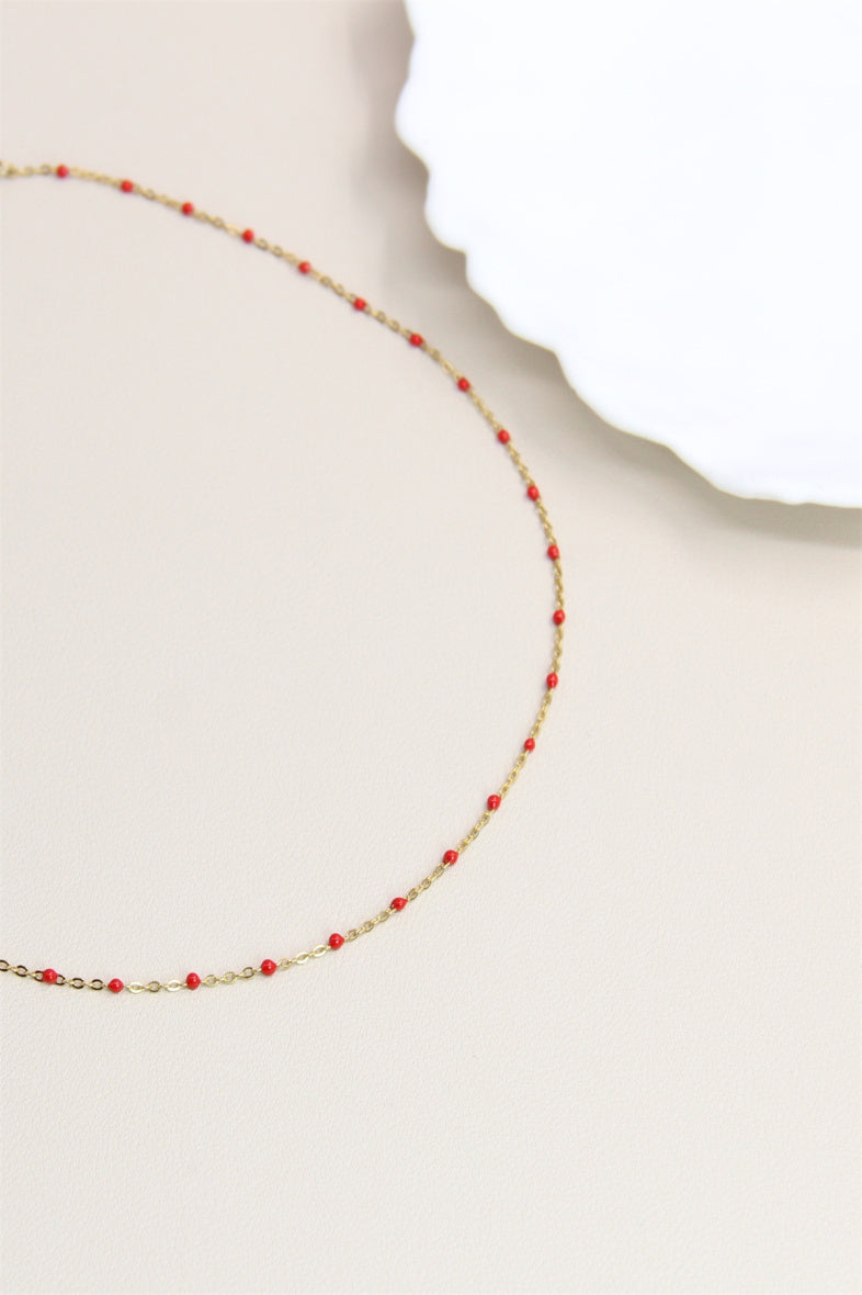 Necklace, small red beads