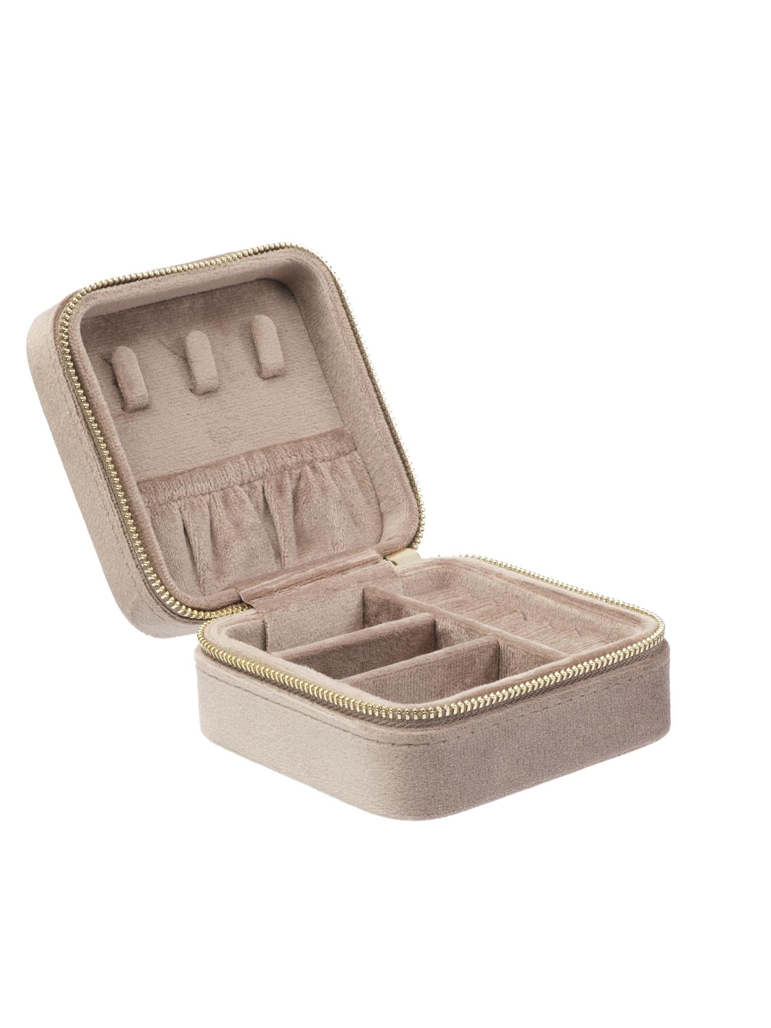 Velvet Jewellery Box Mini, Warm Taupe