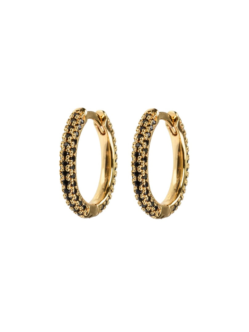 Medium Stone Covered Hoops, Black