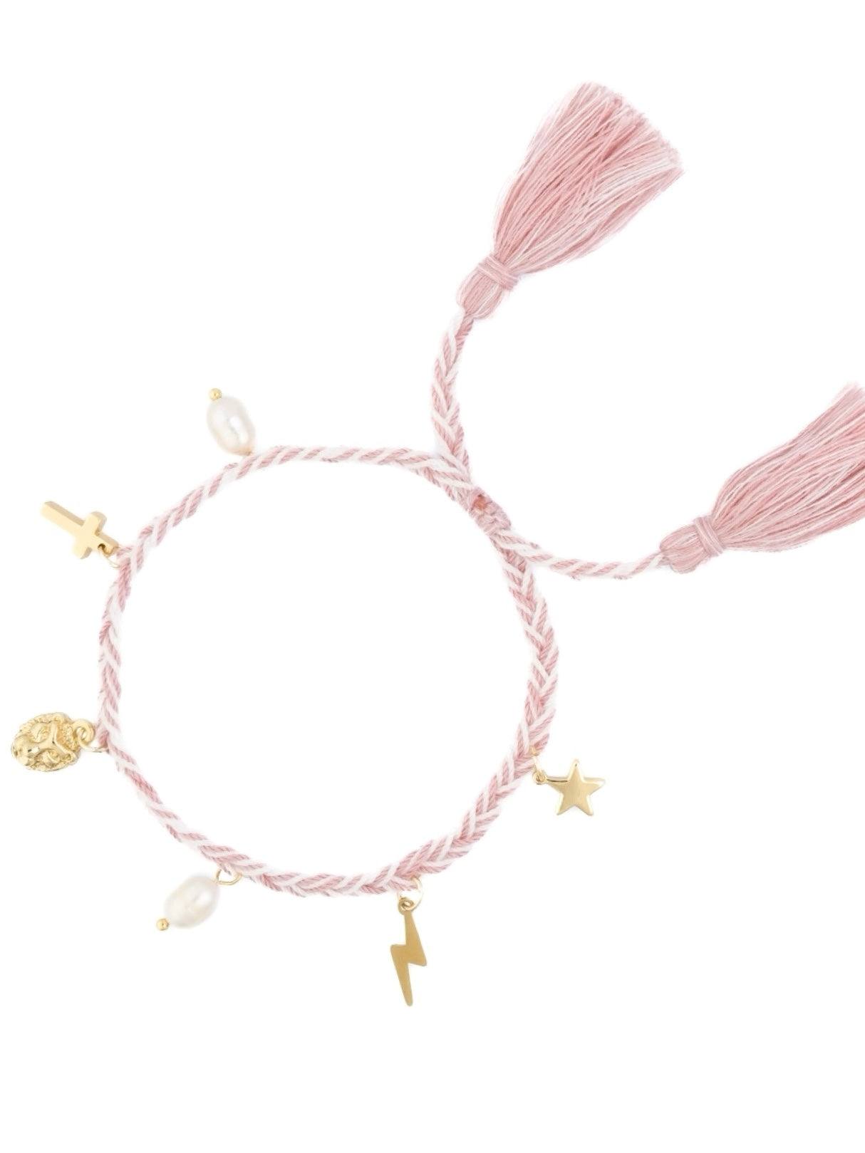 Friendship Bracelet W/charms, Light Rose