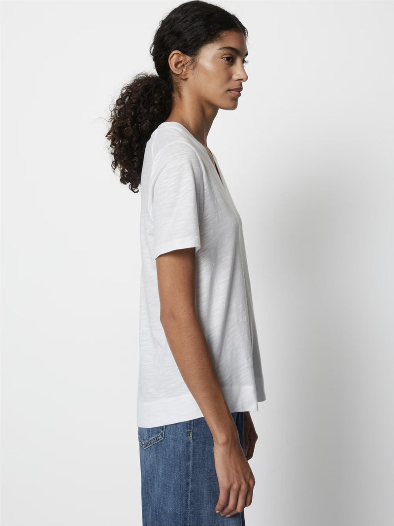 T-shirt, short sleeve, v-neck, White