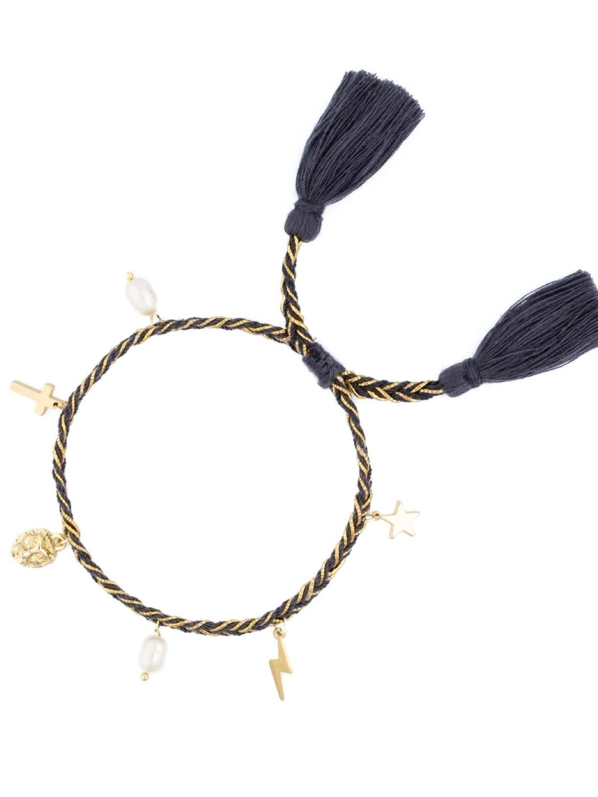 Friendship Bracelet W/charms, Steel Blue
