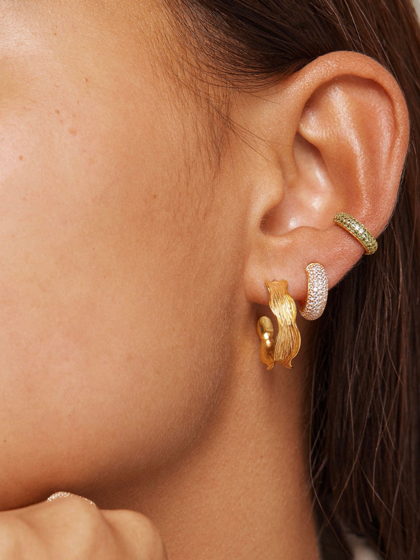 Earring Hoops Mini, Sparkling Luna, clear.