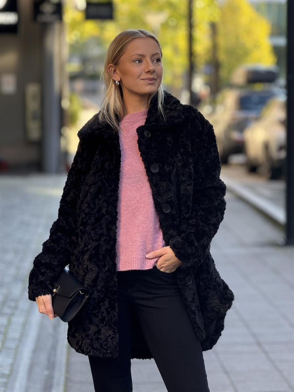 Fake Fur Jacket, Black