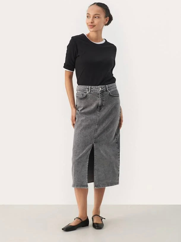 Dilin PW Skirt, Grey Denim