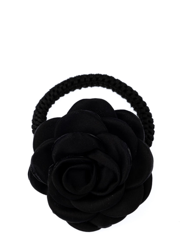 Satin Rose Hair Tie, Black
