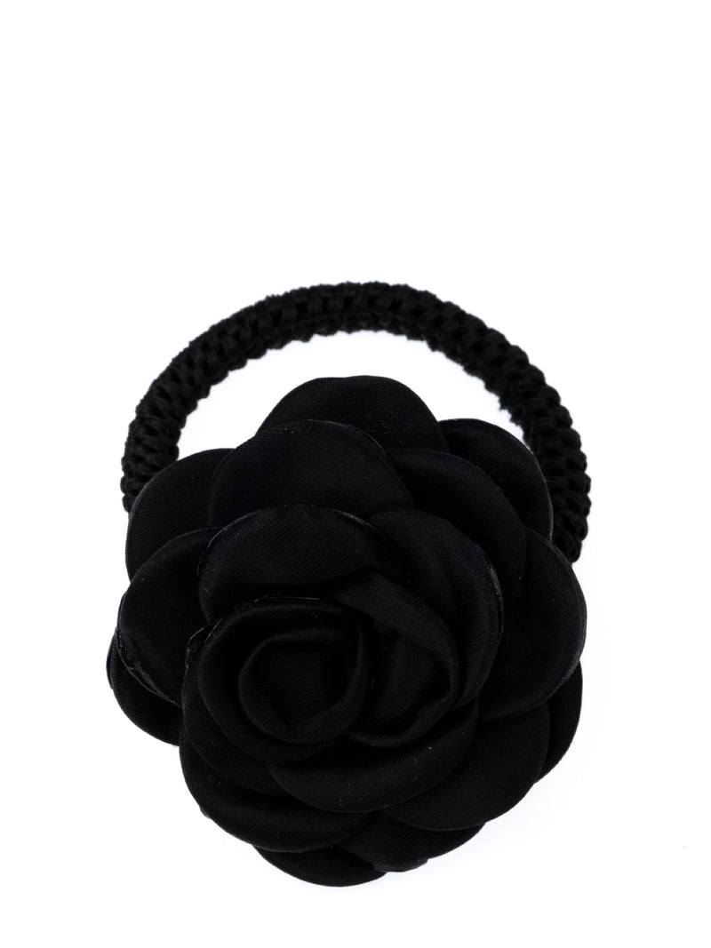 Satin Rose Hair Tie, Black