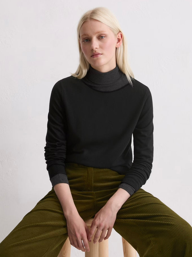 Pullover, longsleeve, boat neck,Black