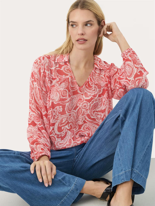 Nicholina PW Blouse, Red Paisley