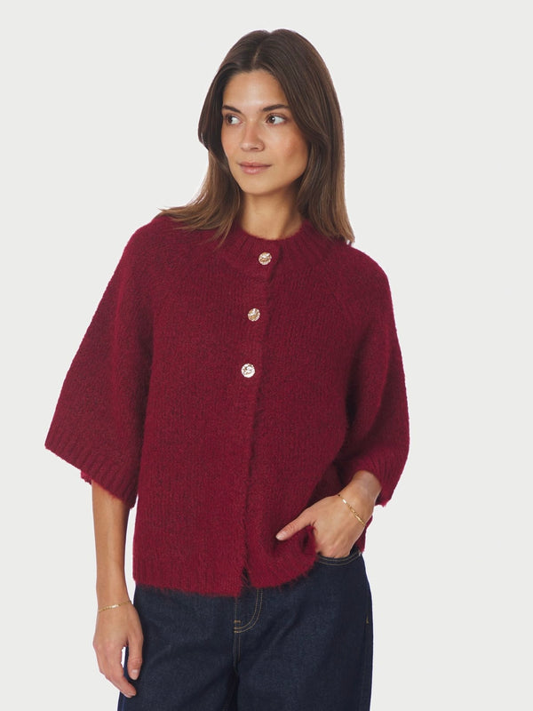Benuta Fluffy Knit Cardigan, Red