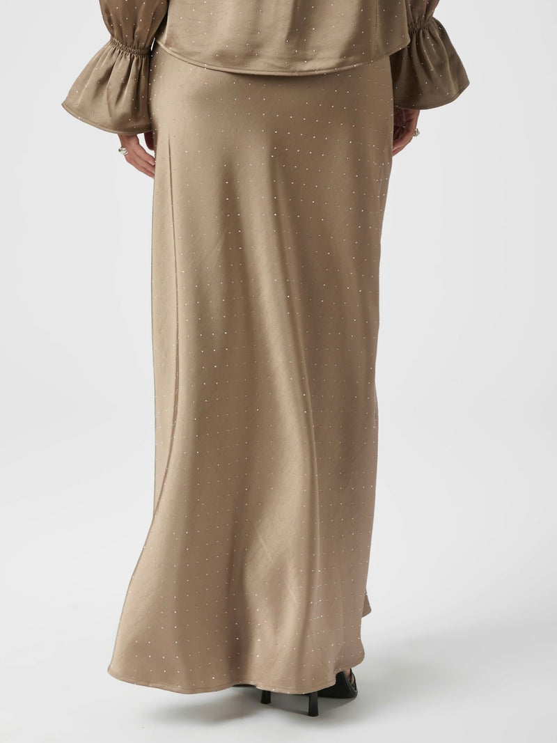 Viso Heavy Sateen Bedaz Skirt, Dark Taupe