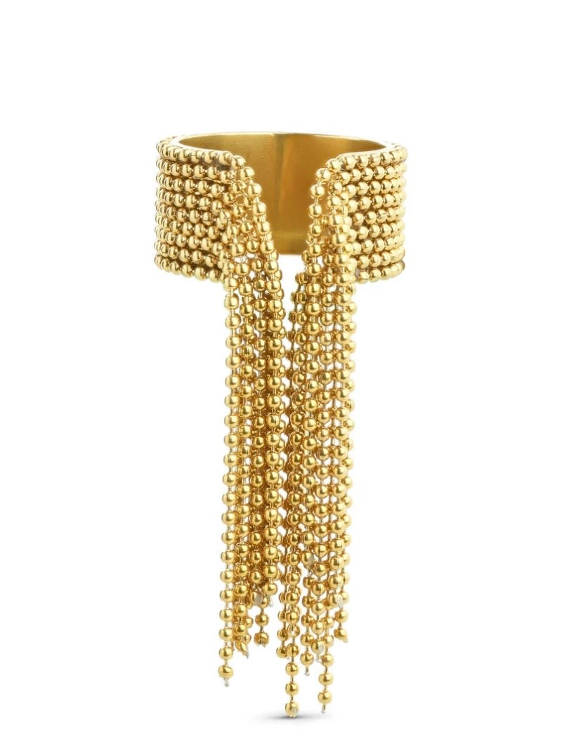 Agneta - Tassel Ring Stainless Steel - Gold