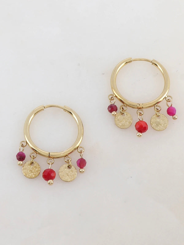 Creoles with smooth ring, Red