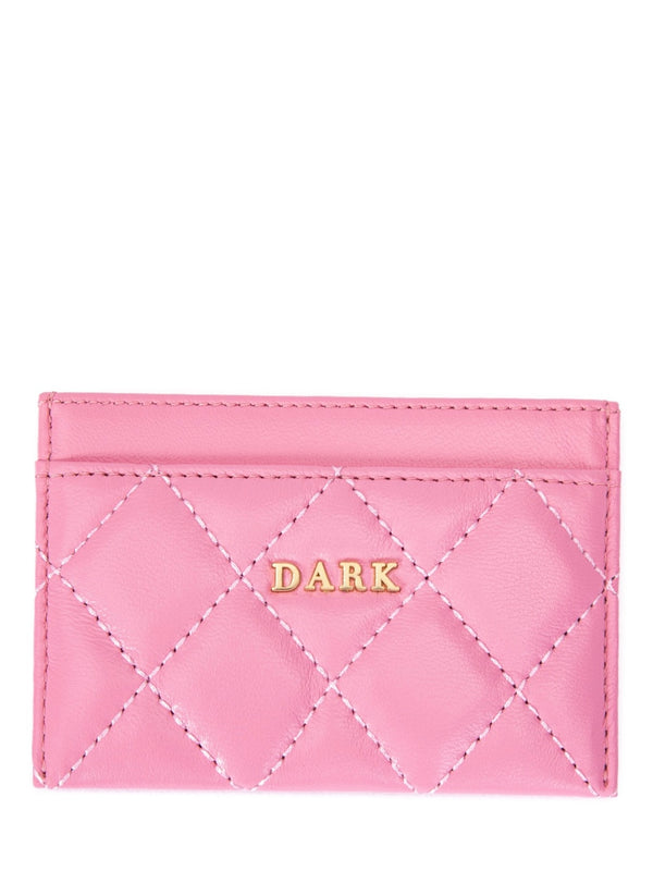 Leather Quilted Card Holder, Bubblegum Pink