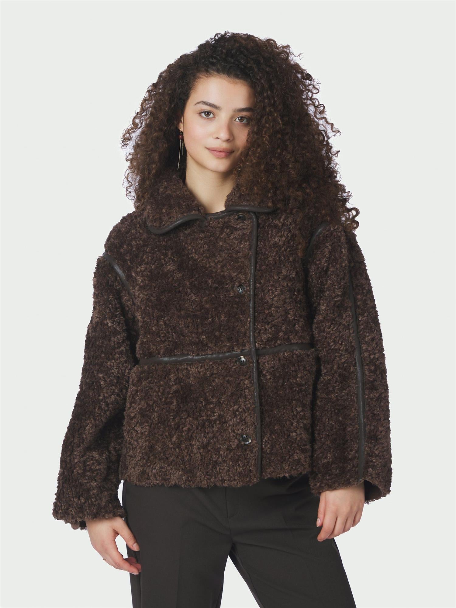 Castor Faux Fur Jacket, Brown
