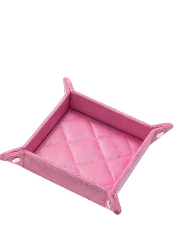 Velvet Quilted Jewellery Tray Small, Bubblegum Pink