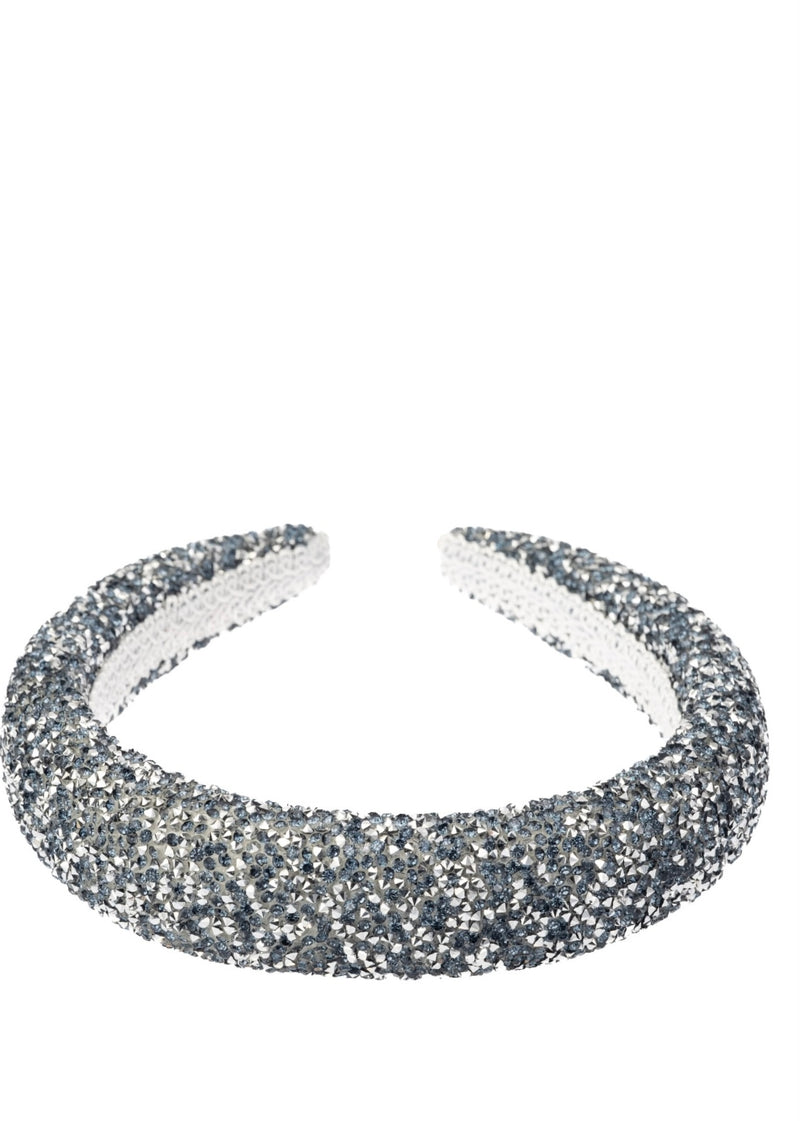 Crystal Hair Band Broad, Steel Blue