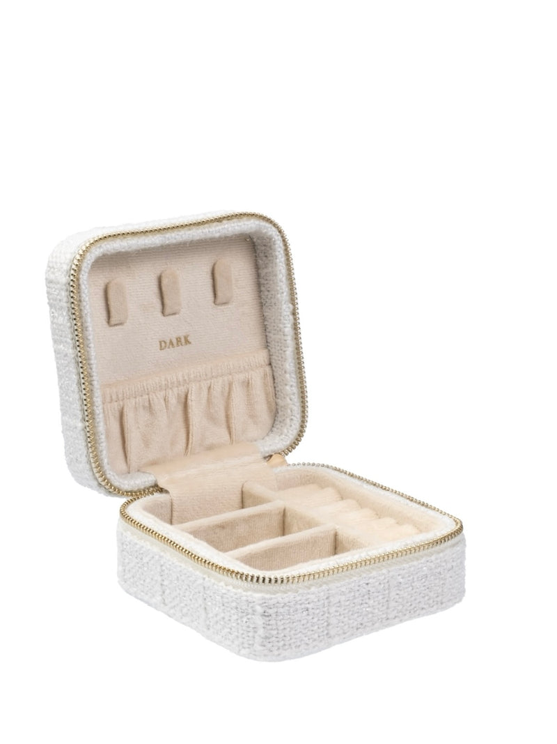 Mini Tweed Jewellery Box, Off-White