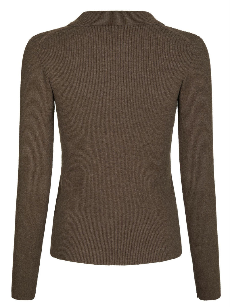 Panama Knit Blouse,Brown