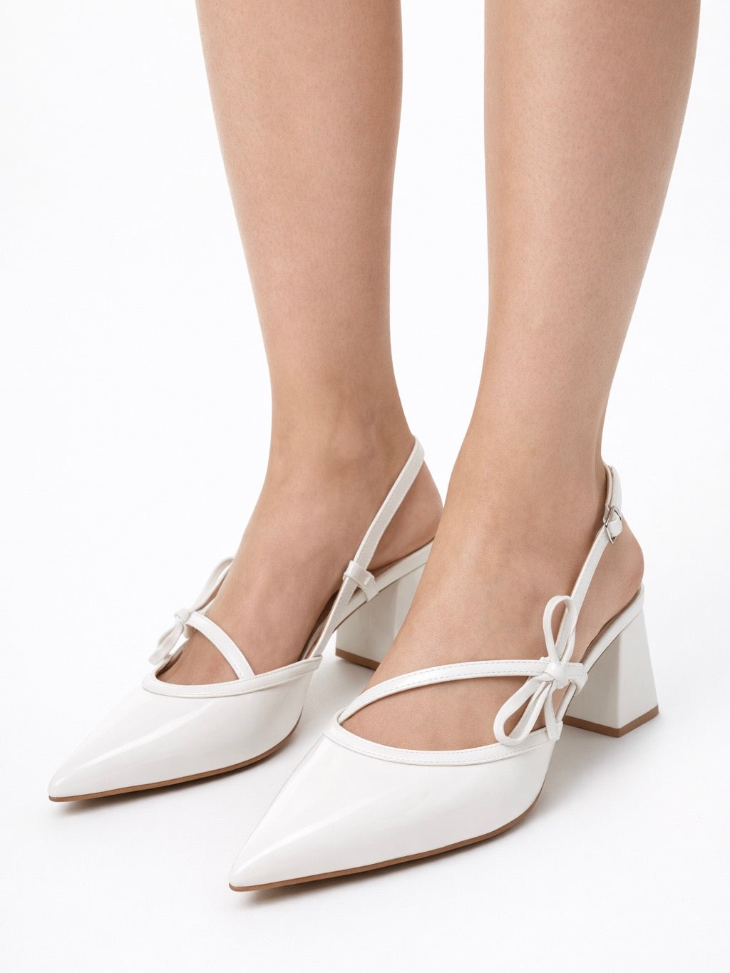 BIAMARALYN Strappy Bow Slingback Faux Leather