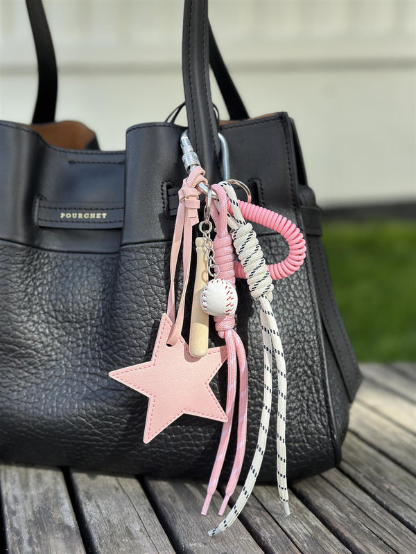 Bag Charm, Pink Leather Star