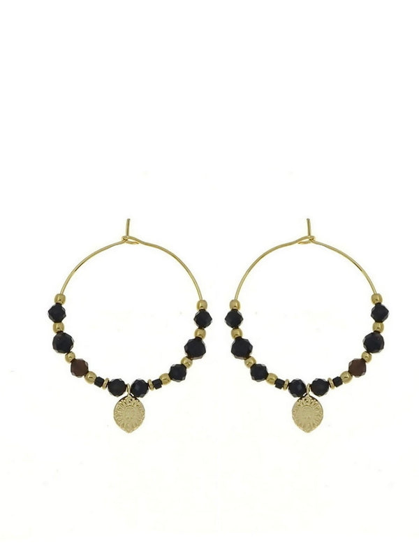 Earrings, Creole strawers, Black