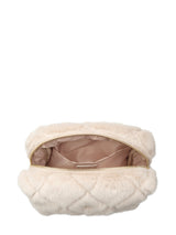 Faux Fur Quilted Make-Up Pouch Small, Sand