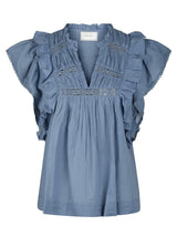Jayla S Voile Top, Smoke Blue