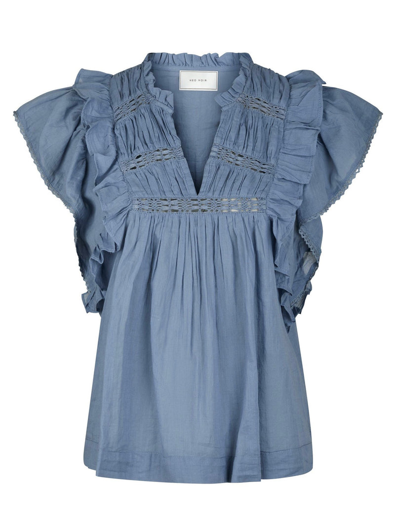 Jayla S Voile Top, Smoke Blue