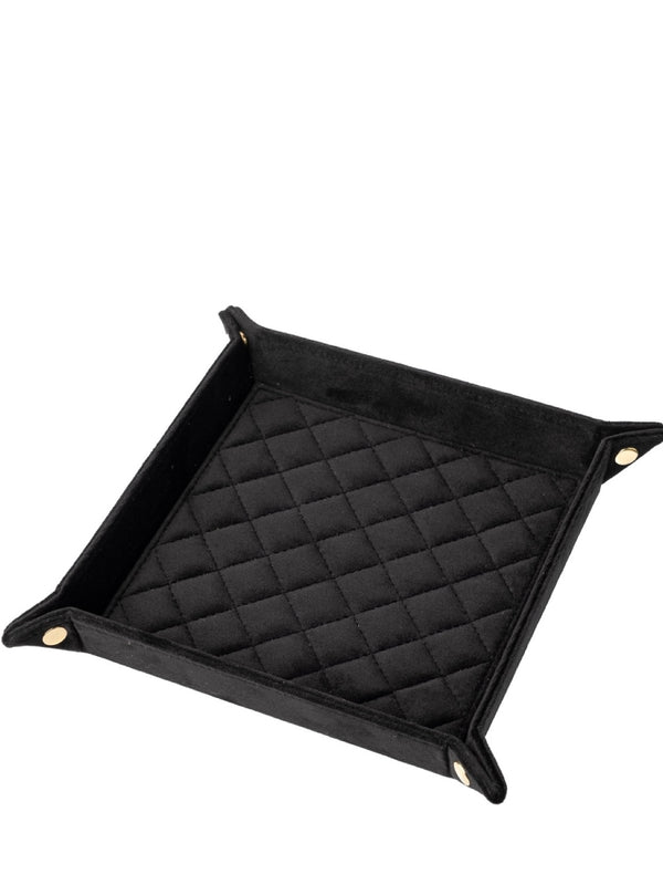 Medium Velvet Quilted Jewellery Tray, Black