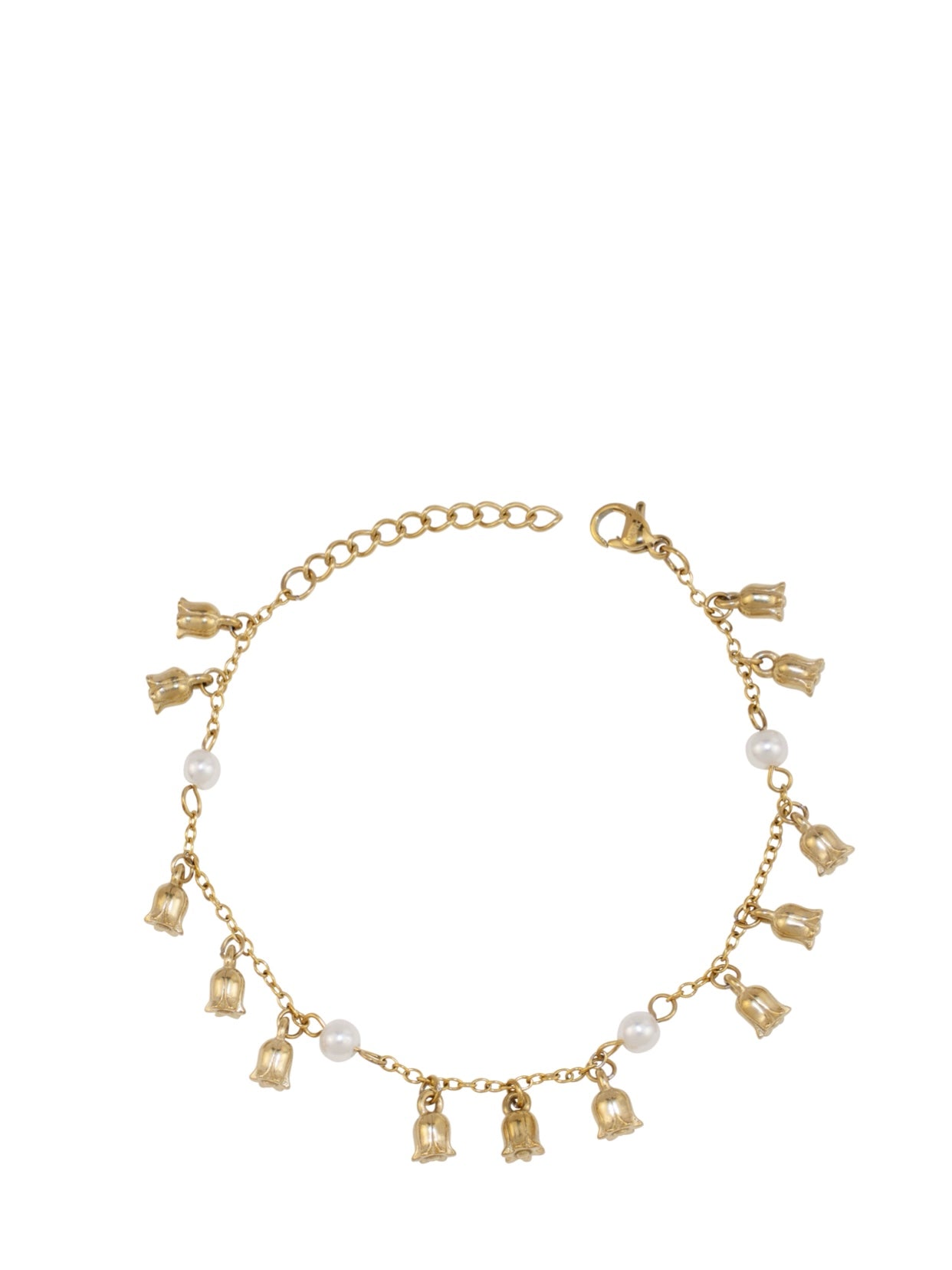 Lily Flower Bracelet W/Pearls