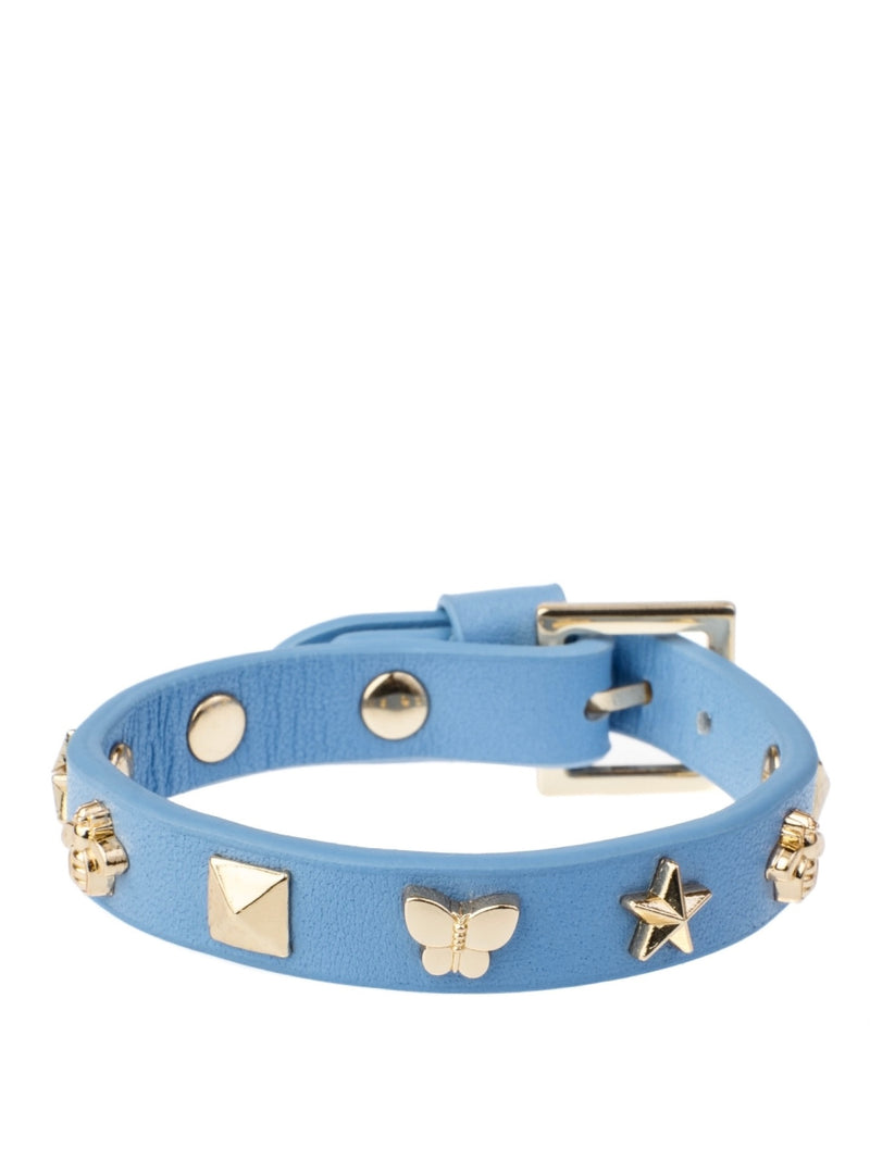 Leather Sign Stud Bracelet, ibiza Blue