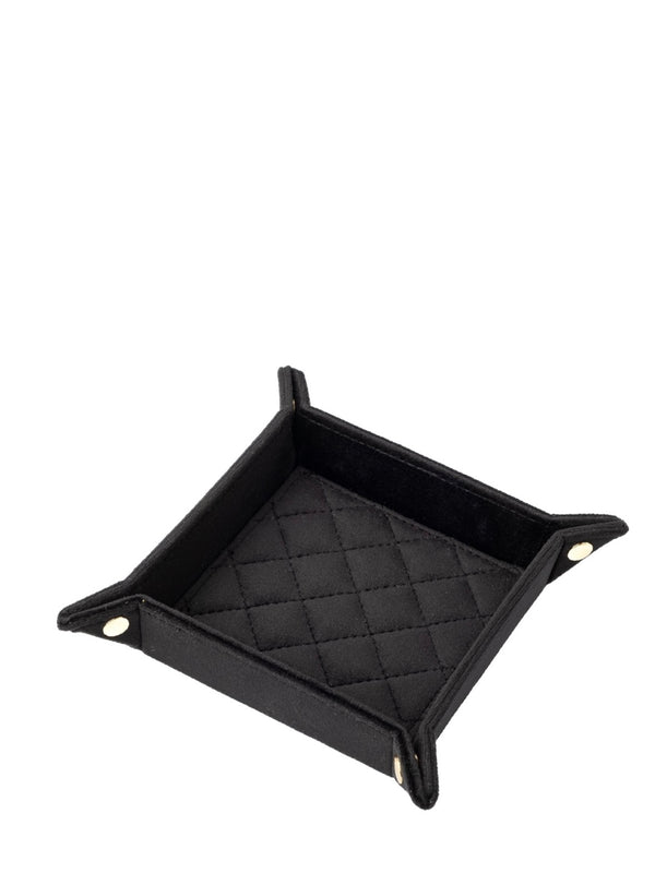 Small Velvet Quilted Jewellery Tray, Black