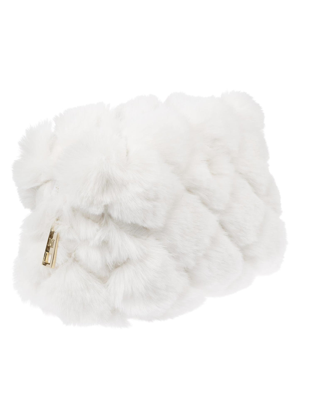 Faux Fur Quilted Make-Up Pouch Large, Off White