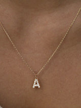 Juno - Crystal Letter Necklace Stainless Steel - A